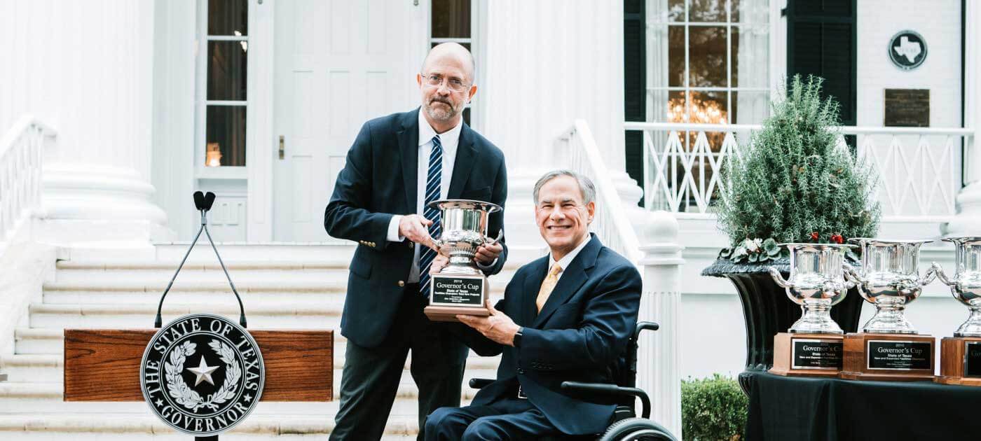 Governor Greg Abbott receiving the 8th consecutive Governor's Cup for Texas