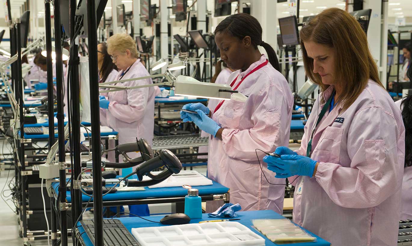 Women at Flextronics develop products in Fort Worth, Texas.