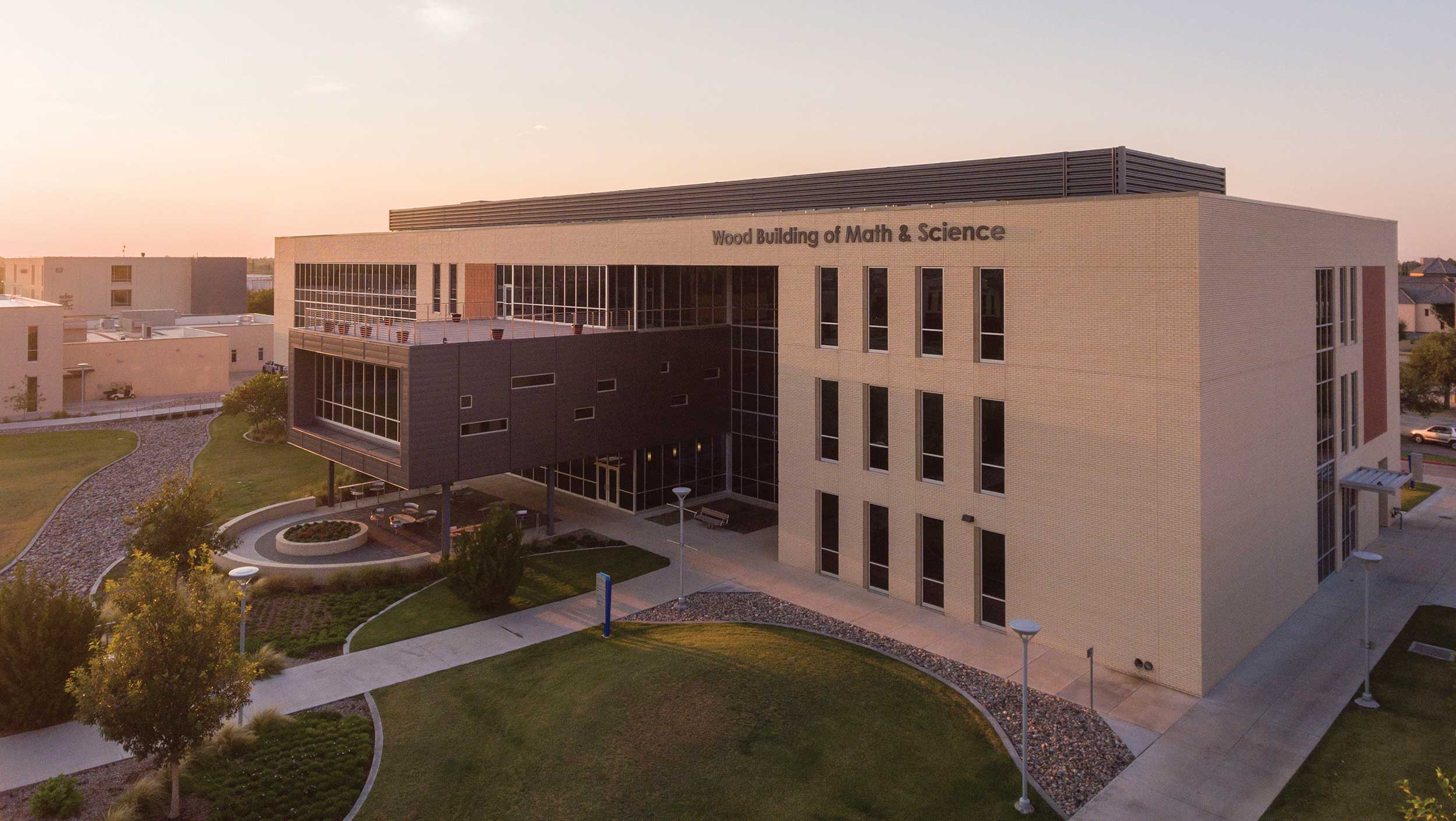 Exterior view of a large building on a college campus in Odessa, Texas