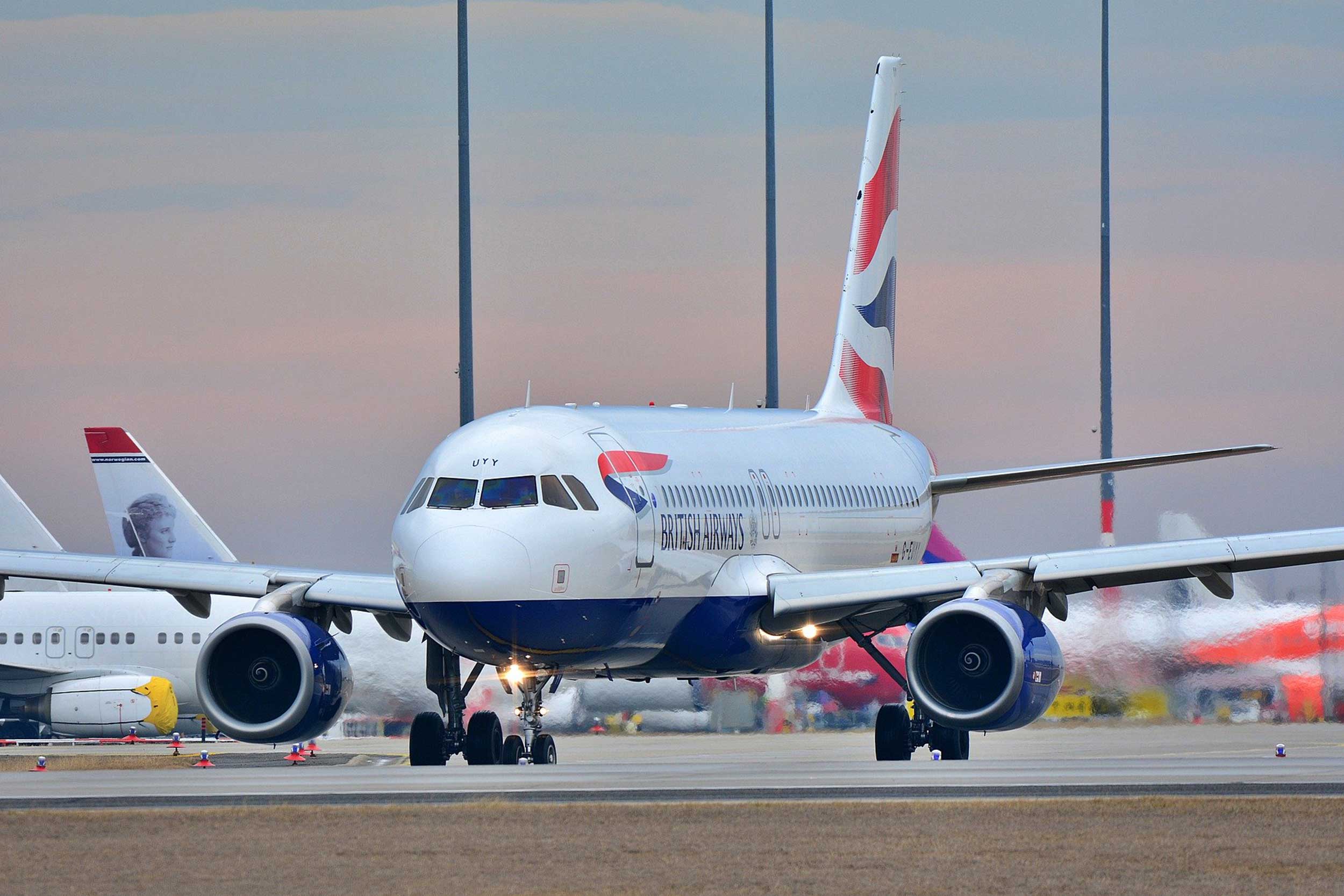 A British airways plane on a landing pad