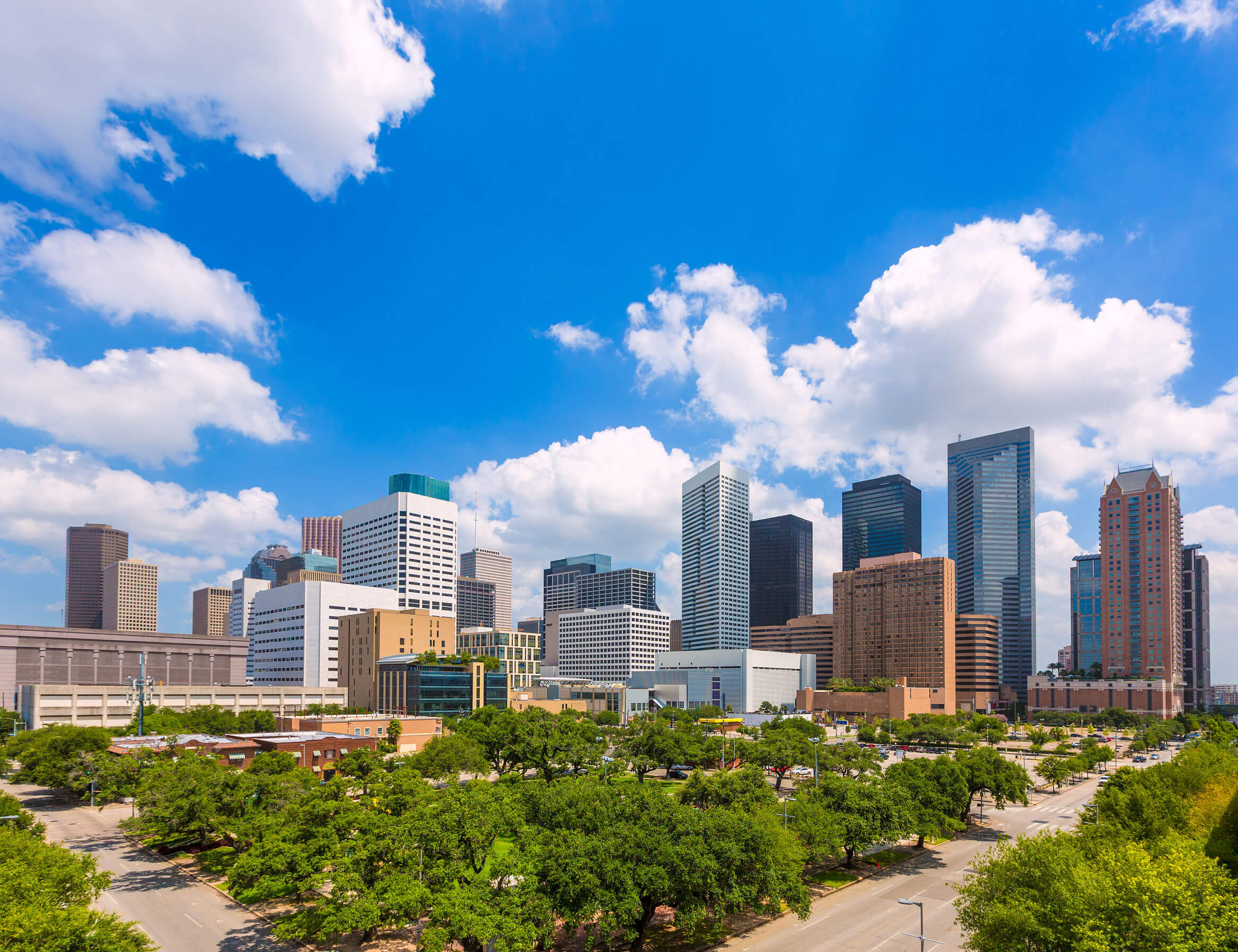 Houston skyline from South in Texas USA