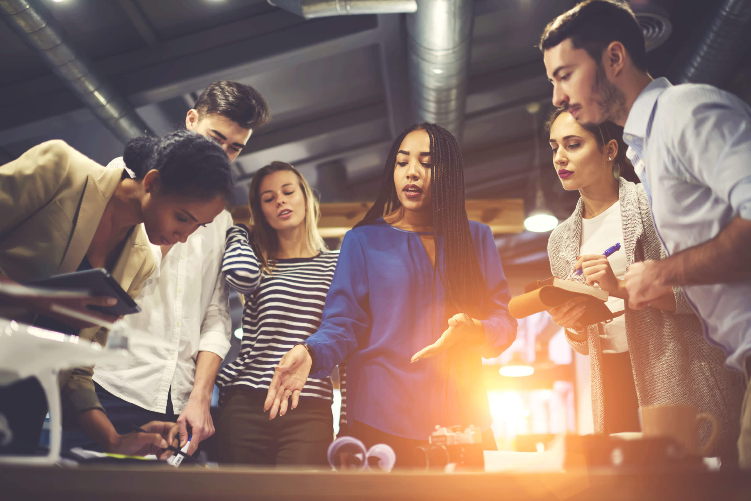 Young entrepreneurs looking at a product