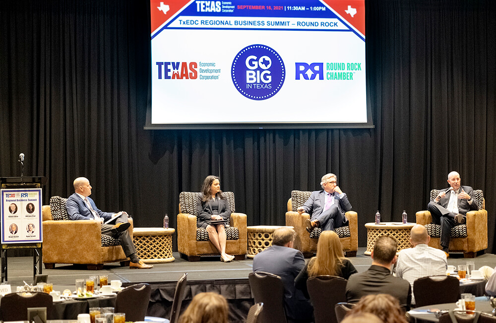 Round Rock Regional Business Summit panel including TxEDC CEO, Robert Allen