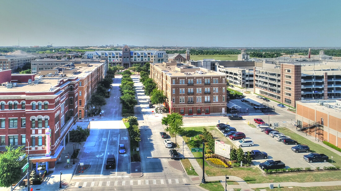 Aerial shot of Frisco in North Texas